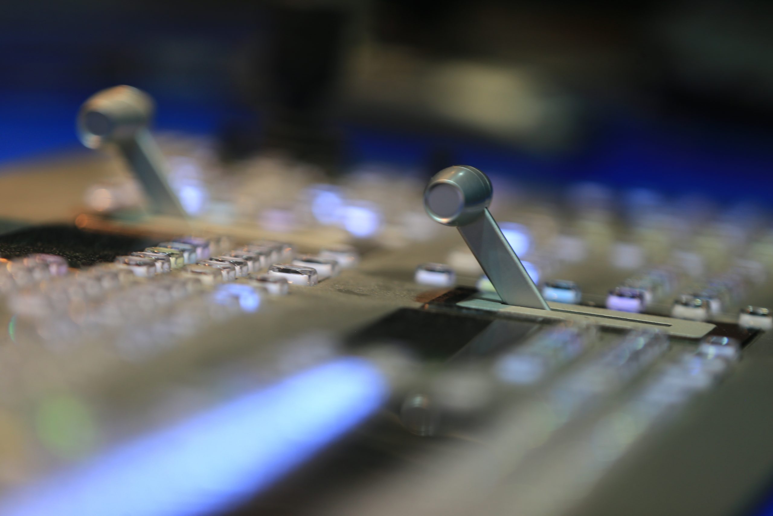 Vision mixer faders in a control gallery